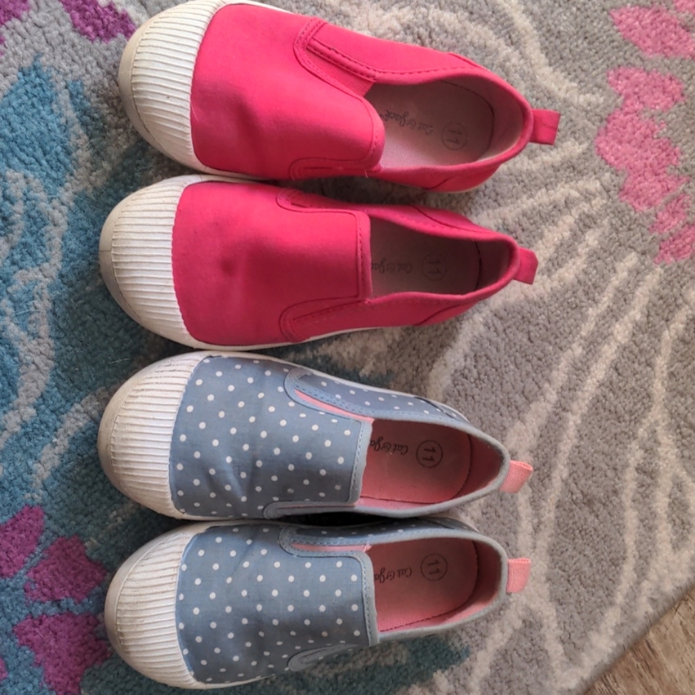 Little girl size 11 slip on shoes